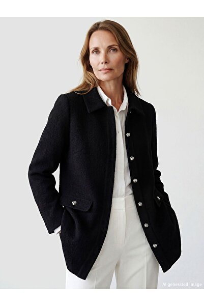 LC Waikiki Shirt Collar Textured Women's Knitwear Cardigan