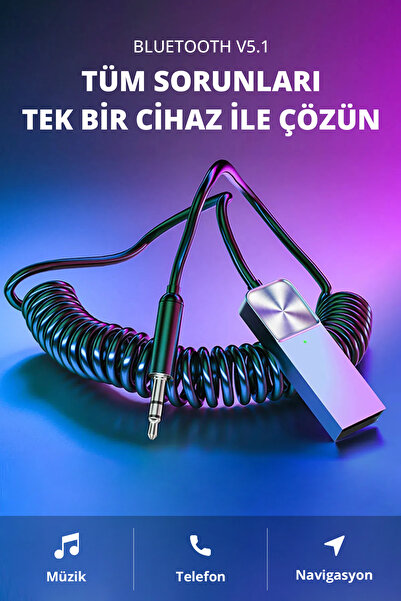 özgürce Bluetooth 5.1 USB AUX Araç Kiti, Telefon ve Müzik Bağlantısı
