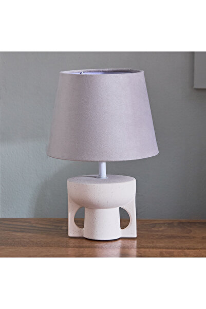 Generic Harper Table Lamp with Ceramic Base and Velvet Shade - 29 cm