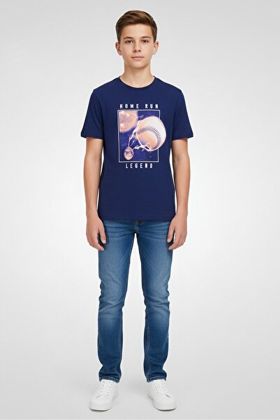 The Children's Place Kids Boy Crew Neck Short Sleeve Graphic Print T-Shirt, Blue