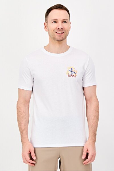 Hurley Men Sportswear Fit Short Sleeve Outdoor T-Shirt, White