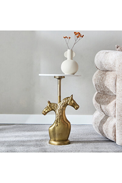 Generic طاولة جانبية من الرخام الطبيعي بسطح من صوف الفريزيان الكافون