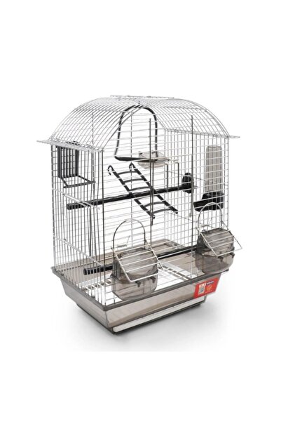 Kiki Excellent Yuvarlak Çatılı Çift Kapılı ve Yemlikli Muhabbet Kuşu Kafesi K...