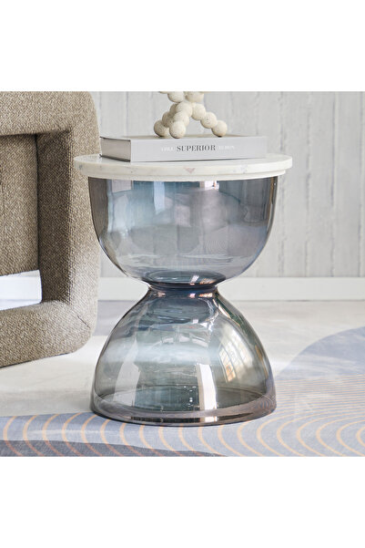 Generic طاولة جانبية من الزجاج بسطح من الرخام الأصلي من كافون أروز