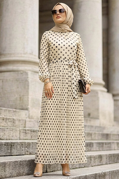 N.S NEVA STYLE Polka Dot White Hijab Dress 30302B