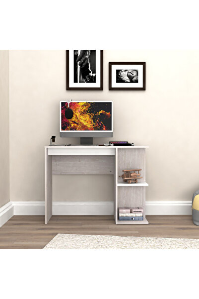 Generic Movo Vanilla Halmstad Study Desk with Open Bookcase