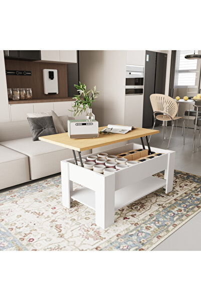 Generic طاولة قهوة موفو سكاي ذات سطح قابل للرفع مع مساحة تخزين ورف