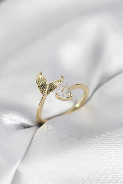 FREEDOM STOREE Fish Tail Model Gold Color Zircon Stone Women's Ring