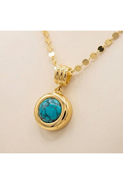 316L Steel Unshaded Women's Necklace | Gold Color Women's Necklace with Green Gemstone 55cm