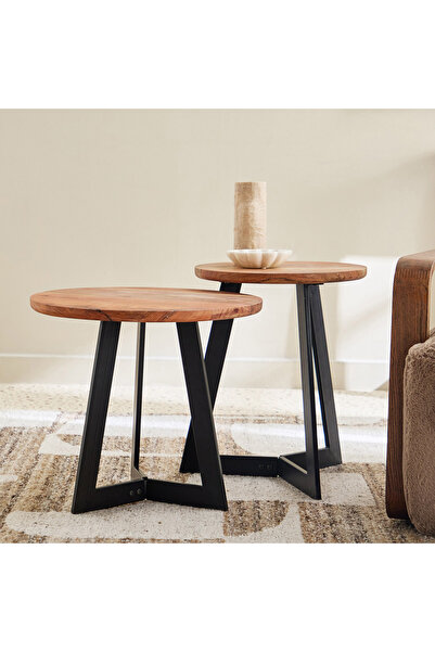 Generic طاولات فيندرا جوشوا الخشبية المتداخلة - مجموعة من قطعتين