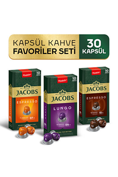 Jacobs Kapsül Kahve Favoriler Seti 30'lu Nespresso Uyumlu Alüminyum Kapsül Ka...