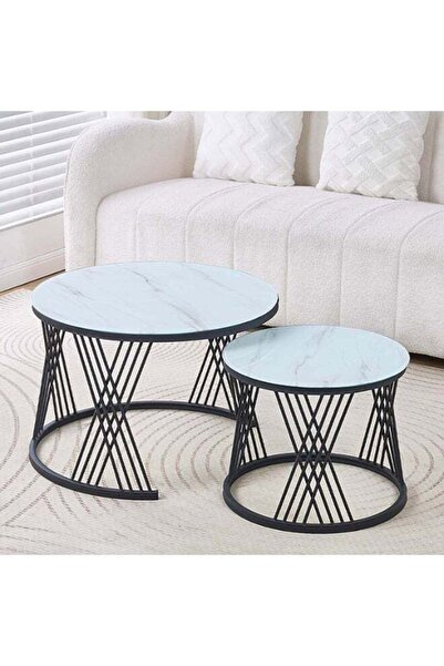 Türkiye Round Nesting Coffee Table Set of 2 Stacking Coffee Table Living Room...