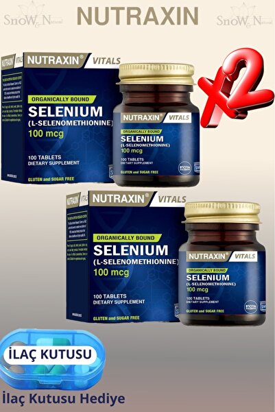 Nutraxin Selenium (L-Selenomethionine) 100 mcg 100 Tablet 2 ADET + Hap Kutusu...