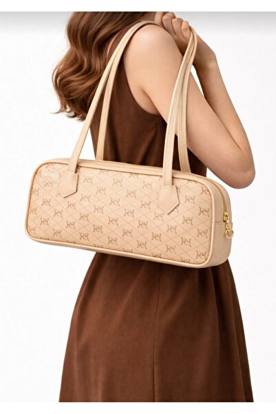 Newish Polo Women's Patterned Baguette Hand and Shoulder Bag-Faux Vegan Leather