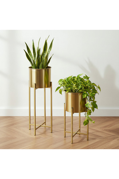 Generic حامل أصيص نباتات معدني فاخر من فيستا إيس - طقم من قطعتين