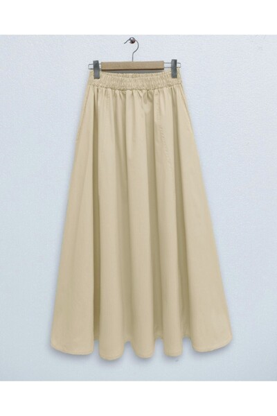 FERHEL Women's Elastic Waist Standard Size 38-46 Compatible Poplin Flared Ski...