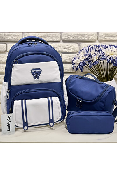 LaddyCo Primary School Bag Set of 3 Grey-Navy Blue Boys' Primary School Bag 8020