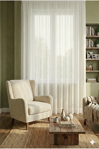 Miabella Home White Tulle Curtain, Cornice Compatible Living Room Curtain, On...