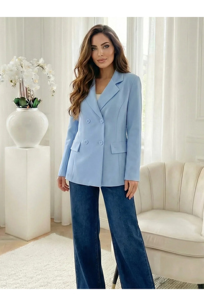 UniqueStore.ro Light blue jacket with fitted cut and buttons