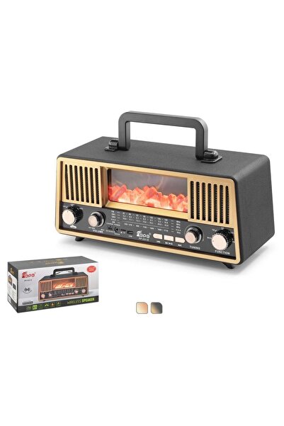 HADRON Fp331S Bluetooth Nostaljik Hoparlör Fm Rgb Alev Efektli Solar Panelli ...