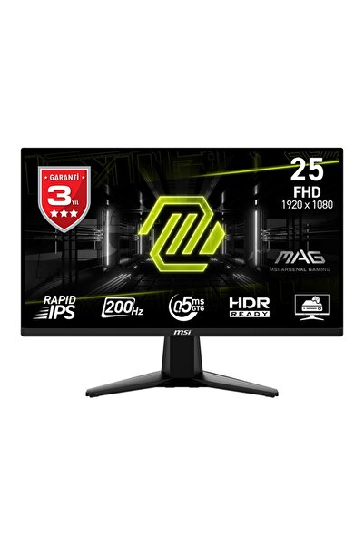 MSI 24.5" Mag 255F E20 1920X1080 Flat Rapid İps 200Hz 0.5Ms (Gtg) Freesync Pr...