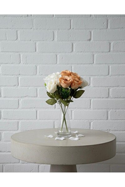 YASİMA 1 Salmon 1 White Yakamoz Rose Home Decoration Flower