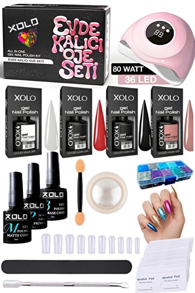 xolo Evde Kalıcı Oje Seti & Nail Art Seti 4 Ojeli Set Uv Led Cihazlı Set