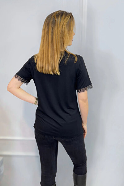 aytemas Blouse with Lace Collar and Sleeves