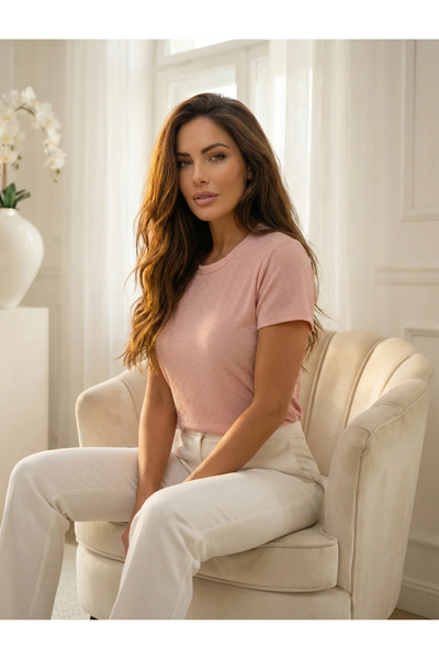 UniqueStore.ro Tricou roz mulat cu strasuri