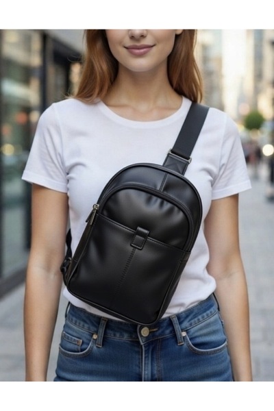 Mocikon Hakiki Deri, 3 Bölmeli, Unisex, Çok Cepli Vücut ve Göğüs Çantası Bodybag