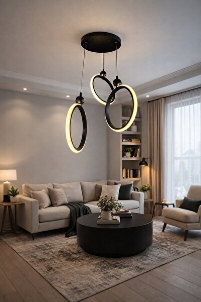 luminza tasarım kumandalı led avize 3 renk ışık