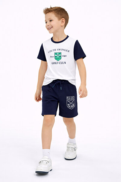 Victor and Jane Boys Golf Club Printed T-Shirt & Navy Shorts Set