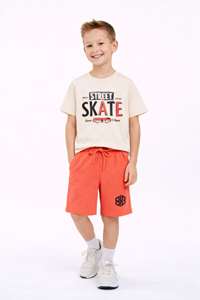 Victor and Jane Boys Street Skate T-Shirt & Orange Shorts Set