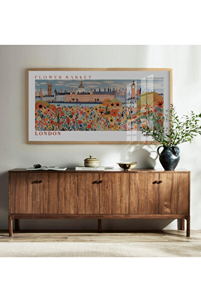 woodhomeworks Tek Parça Gerçek Ahşap Yatay Panorama Çerçeveli Tablo londra çi...