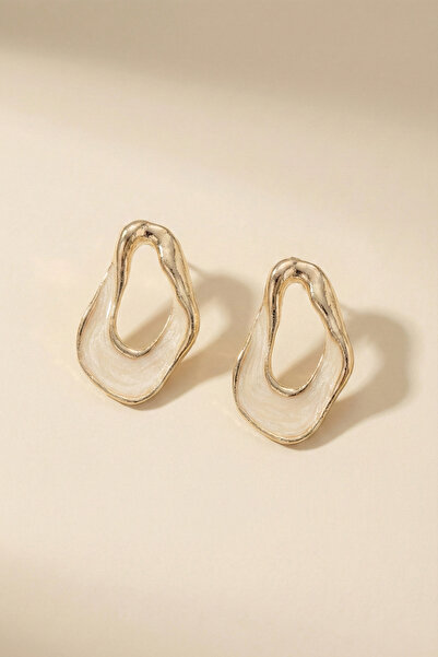 AURRARİ Gold Hole Enamel Earrings