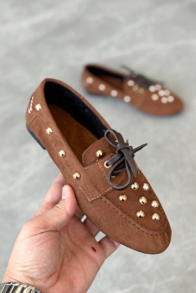 MODAADAM Жіночі балетки Fula з плоскою підошвою та троком - кавовий колір, замша