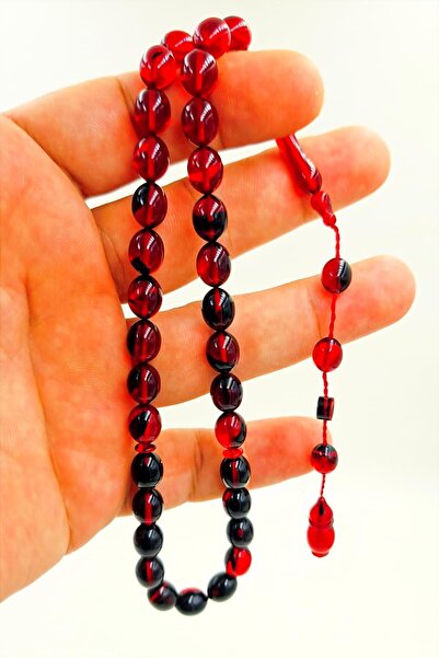 İbrahim Altıntaş Arpa Cut Red-Black Amber Prayer Beads – Masterful Craftsmans...
