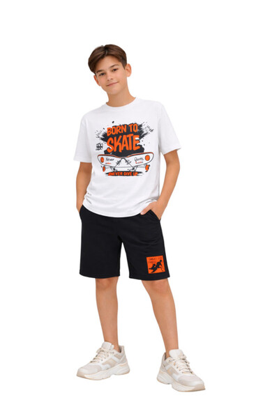 Victor and Jane Boys 2 Pc "Born to Skate" T-Shirt & Shorts Set (Relaxed Fit)