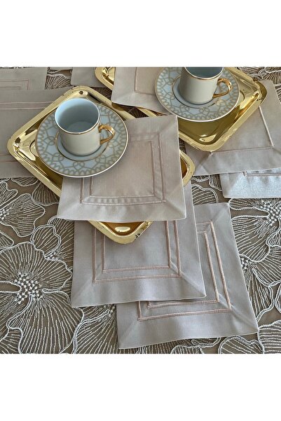 ELORA MAISON 2’li Kokteyl Peçetesi, Parti Peçetesi, Saten Kumaş, Çift Pikolu