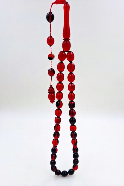 İbrahim Altıntaş Arpa Cut Red-Black Amber Prayer Beads – Masterful Craftsmanship, Collectible Stylish Design