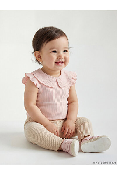 LC Waikiki Meral Collection Pink Baby Collar Ruffled Baby Girl Snap Fastener ...