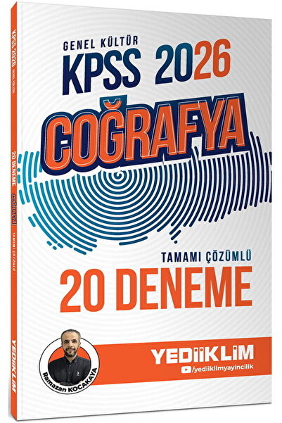 Yediiklim Yayınları 2026 KPSS Genel Kültür Coğrafya Tamamı Çözümlü 20 Deneme ...