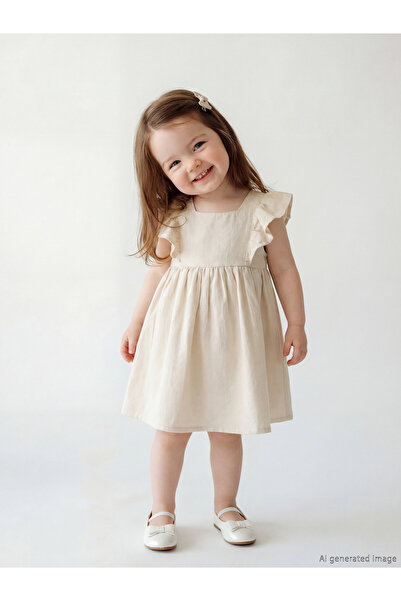 LC Waikiki Nevavm Square Collar Ruffle Detailed Baby Girl Dress
