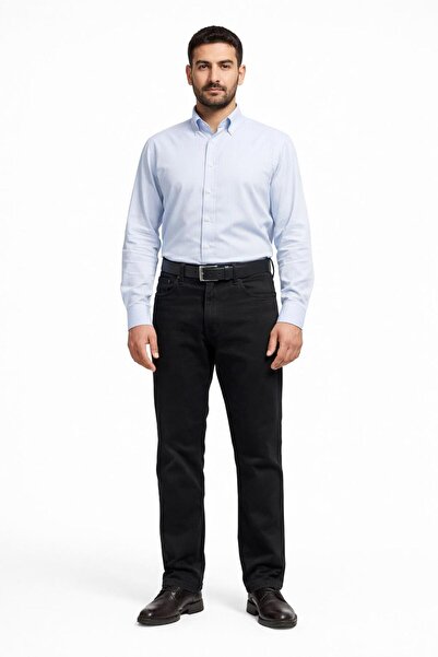 DENİM LONİ Black Lee Denim Regular Fit Lycra Men's Honeycomb Pattern Jeans-5398