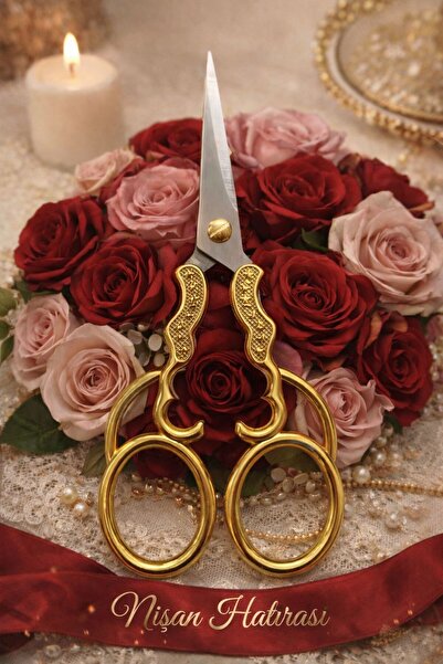 MASAL TUHAFİYE GOLD SÖZ NİŞAN MAKASI - Şık Tasarım, Paslanmaz Çelik, Hatıralı...