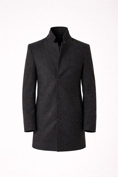 RUVEN TEKSTİL Stand-Up Collar Slim Fit Shape Bush Coat