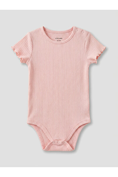 LC Waikiki Pink Crew Neck Ruffled Baby Girl 2-Piece Bodysuit by Güli̇s Gi̇yi̇m