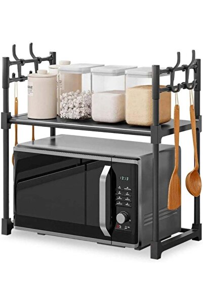 Türkiye Multi-Purpose 2-Tier Metal Kitchen Rack with Hooks and Storage Shelf,...
