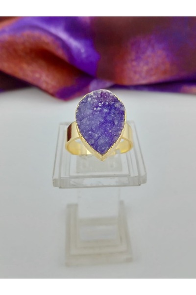 Orelia Takı Mor Druzy Taşlı Ayarlanabilir Yüzük