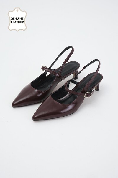Mio Gusto Riva Genuine Patent Leather Burgundy Color Women's Heeled Shoes